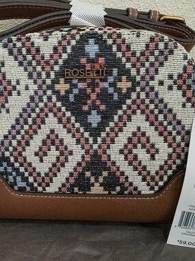 Rosetti Brown and Multicolor Woven Crossbody Bag